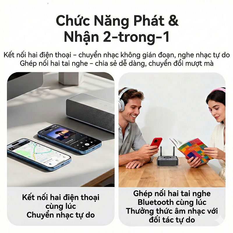 BỘ THU PHÁT ÂM THANH BLUETOOTH 5.2 OLCD – RX/TX 2 TRONG 1 – HỖ TRỢ APTX HD / LL / AAC M23 Pro - Hàng Nhập Khẩu