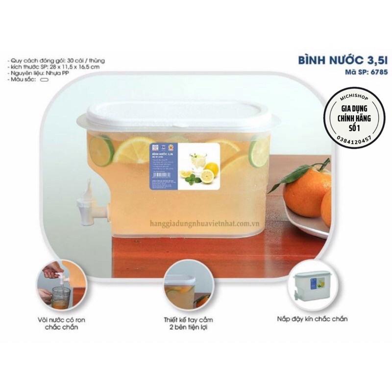 Bình Nước 3.5L Có Vòi Để Tủ Lạnh Cao Cấp, Đựng Nước Trà, Trái Cây Tiện Lợi Đa Năng Ngăn Nắp nhựa Việt Nhật