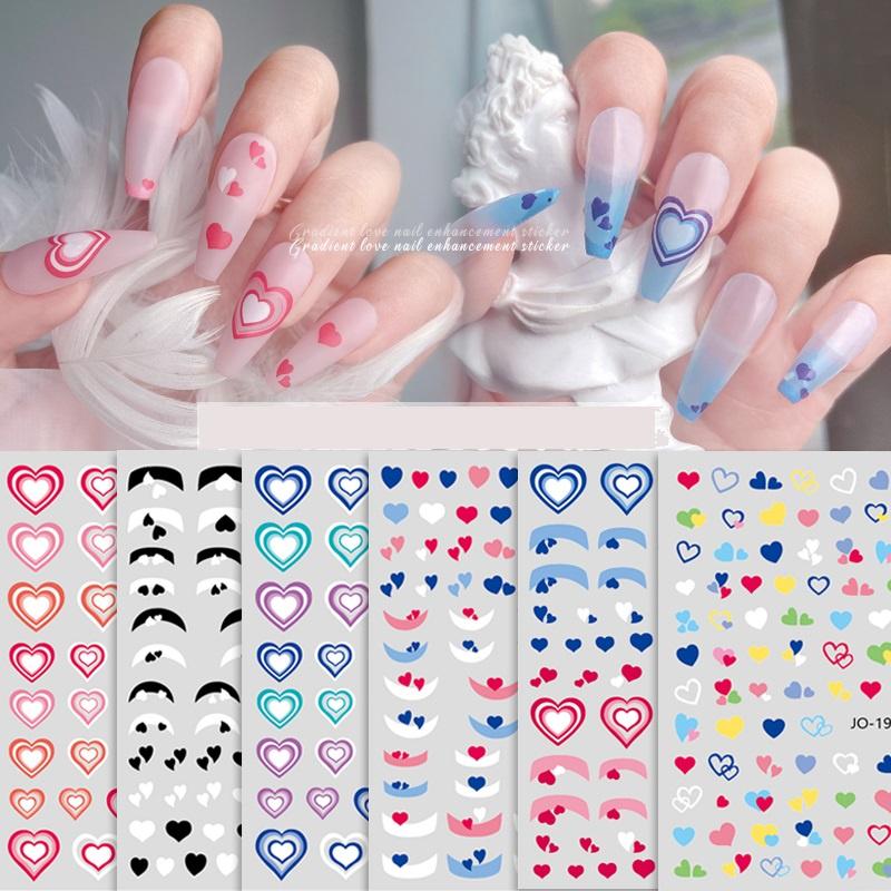 Sticker 3D Trái Tim | Hình Dán Móng Tay