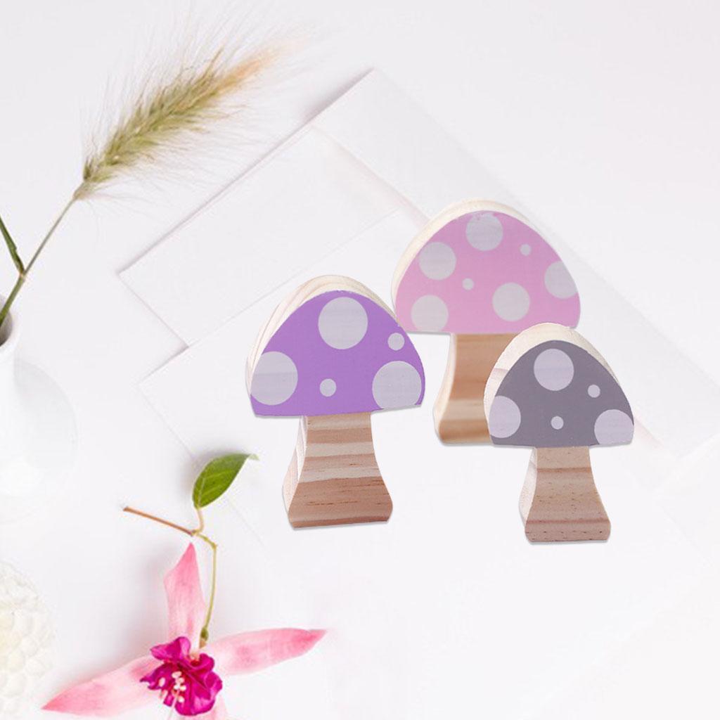 Mushroom Building Blocks Ornaments Toy Room Decor Wooden for Photo Props Pink