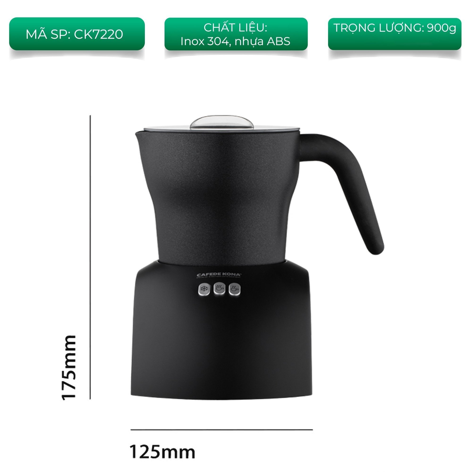 Máy đánh sữa nóng lạnh tự động 250ml CAFE DE KONA