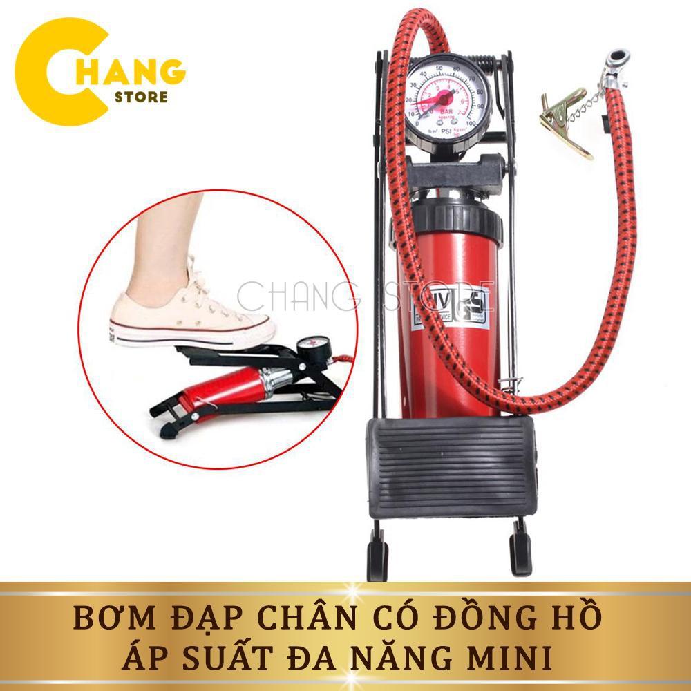 Bơm Đạp Chân Có Đồng Hồ Áp Suất Đa Năng Mini Tiện Dụng