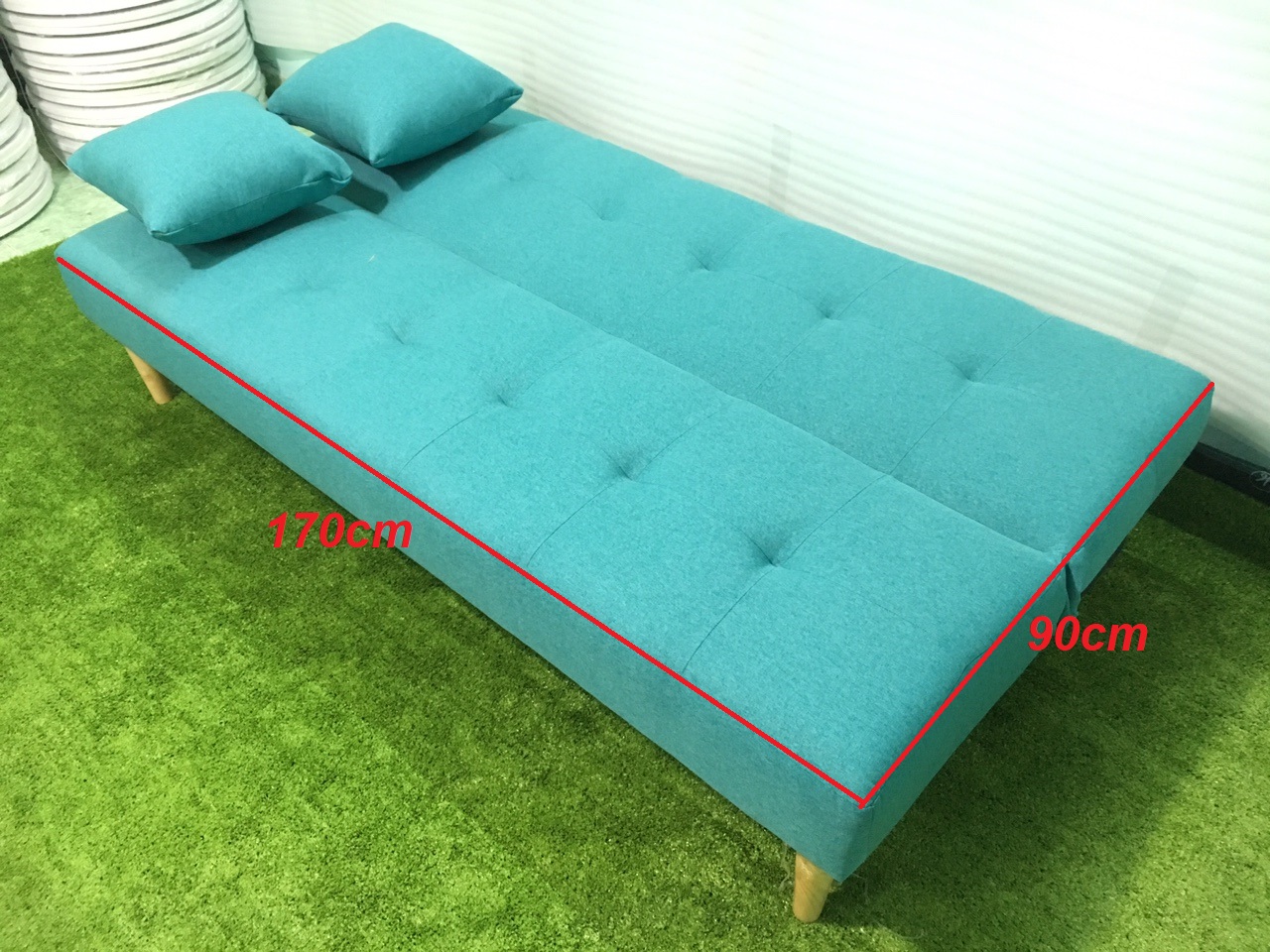 Ghế sofa giường bed xanh ngọc bố salon phòng khách SB4-ghevsban