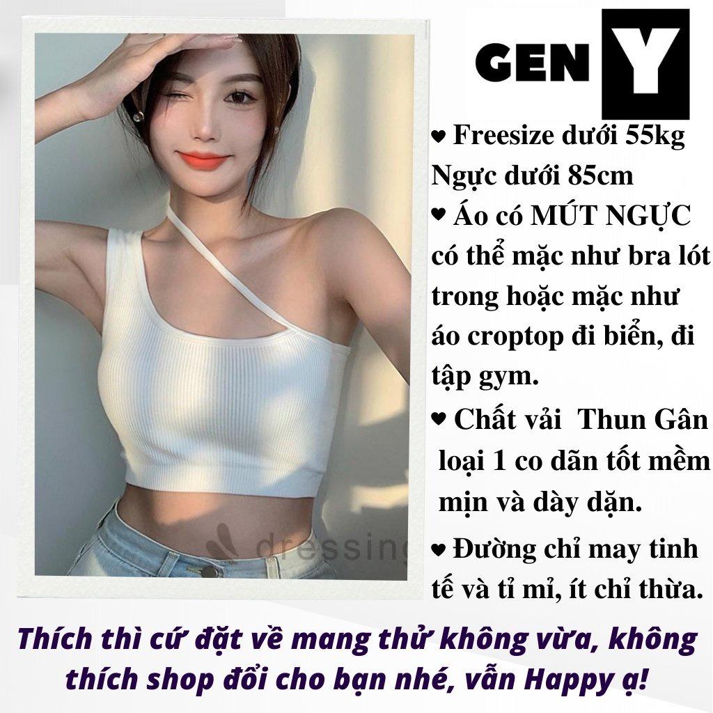 Áo Croptop Ôm Không Tay Dây Chéo GenY Áo 2 Dây Nữ Dạng Bra Có Mút Siêu Xinh (NGỰC DƯỚI 85CM