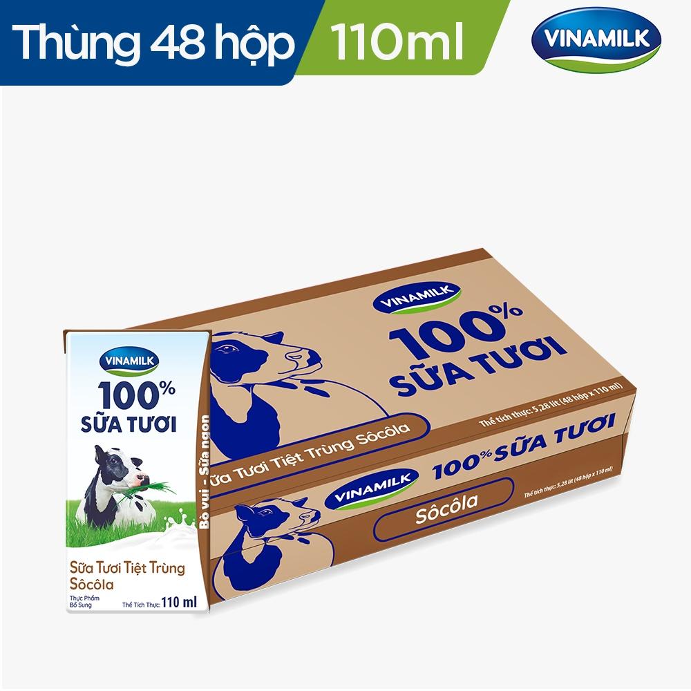 2 Thùng sữa tươi Vinamilk 100% socola 110ml 48 hộp/thùng