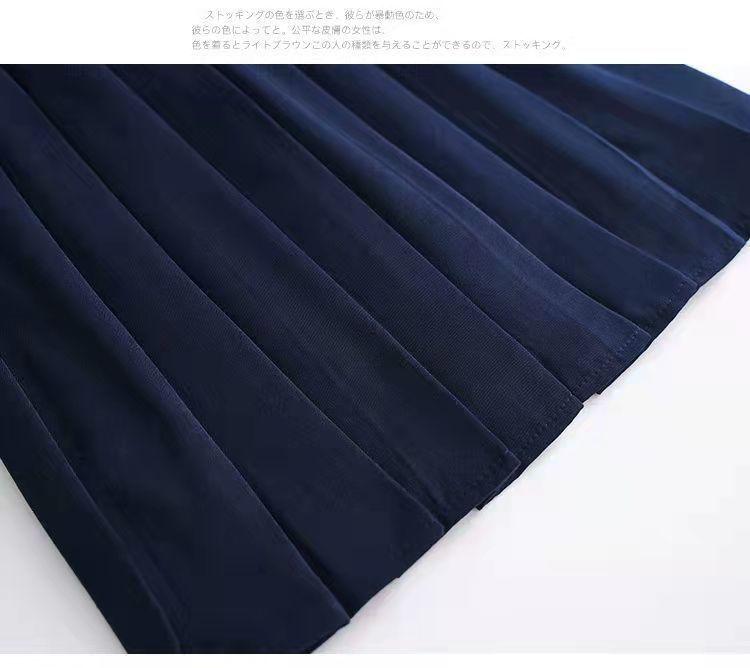 CHENGRUI Váy nửa người xuân thu, váy xếp nếp, váy chữ A, váy ngắn thắt lưng, váy dài trung bình.