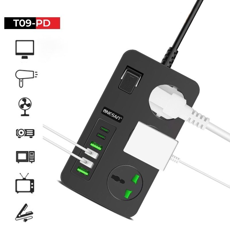 Ổ cắm điện đa năng Hoco DC15 sạc nhanh PD18W hỗ trợ 4 cổng USB- cổng AC tiện dụng - Hàng chính hãng