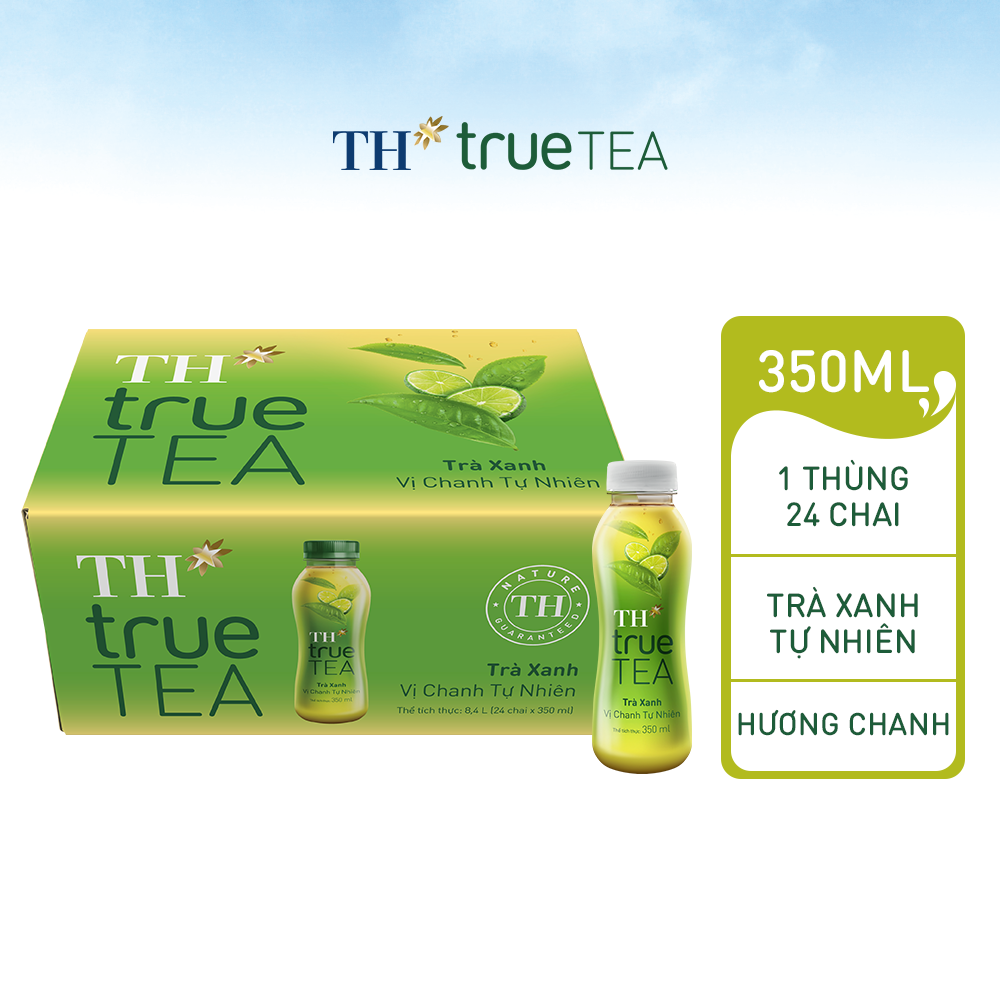 Thùng 24 chai trà xanh vị chanh tự nhiên TH True Tea 350ml (350ml x 24)