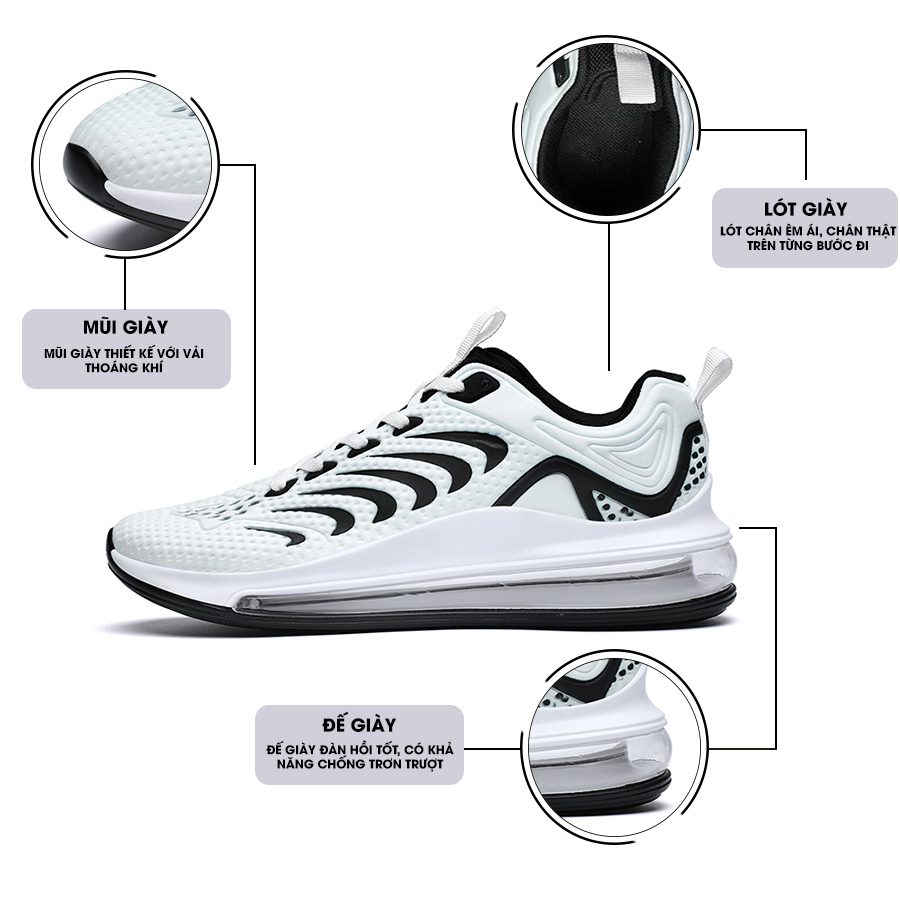 Giày Thể Thao Nam GEMI - Giày Sneaker Màu Xanh Than - Trắng- Đen, Giày Cao Cấp, Đế Xốp Nhẹ, Đàn Hồi Tốt - G5371