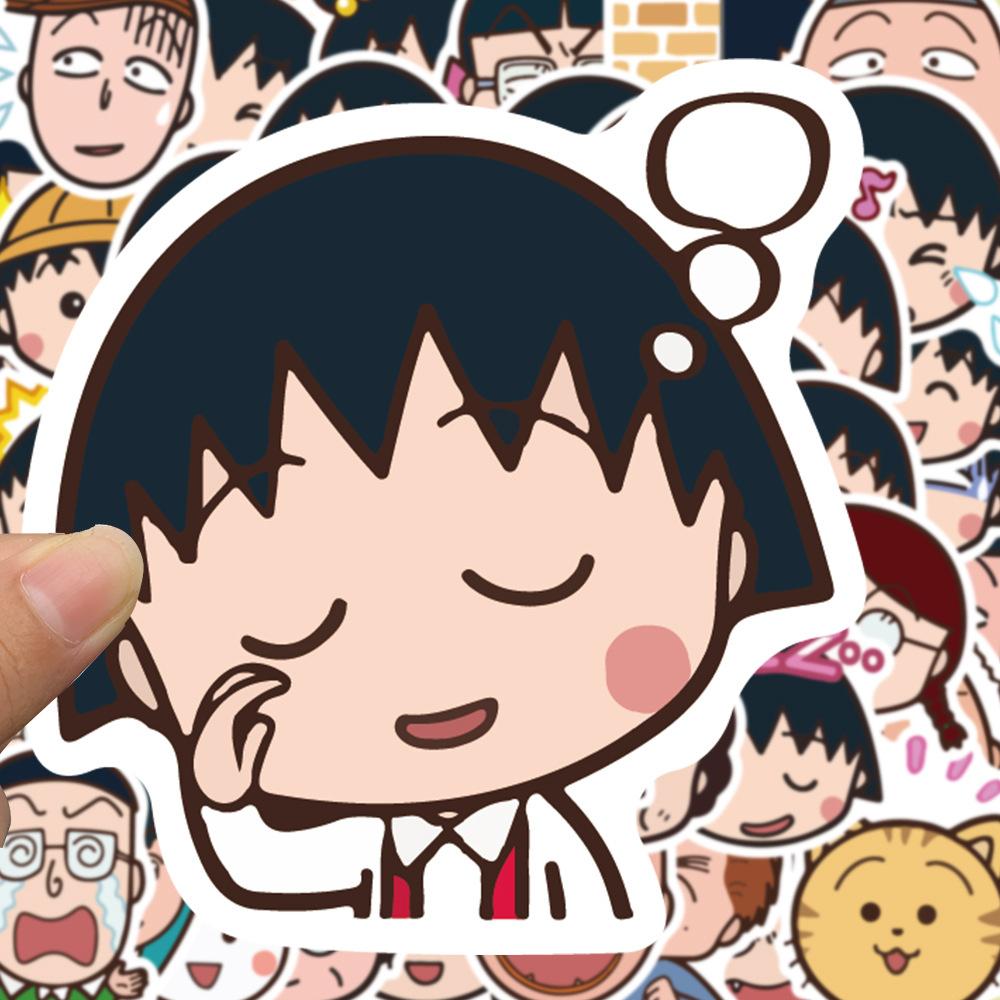 Sticker maruko icon hoạt hình cute trang trí mũ bảo hiểm, guitar, ukulele, điện thoại, sổ tay, laptop-mẫu S52