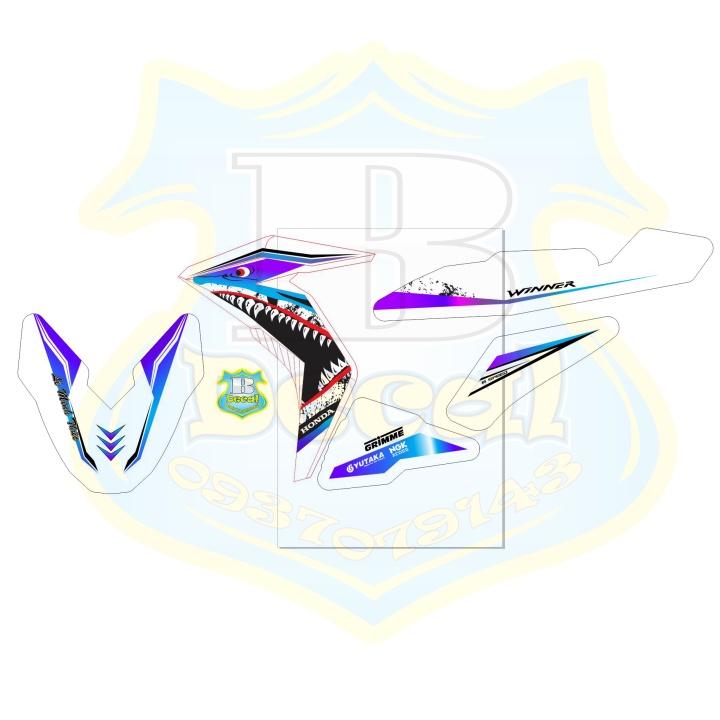 Tem rời xe winner cá mập dán xe trắng