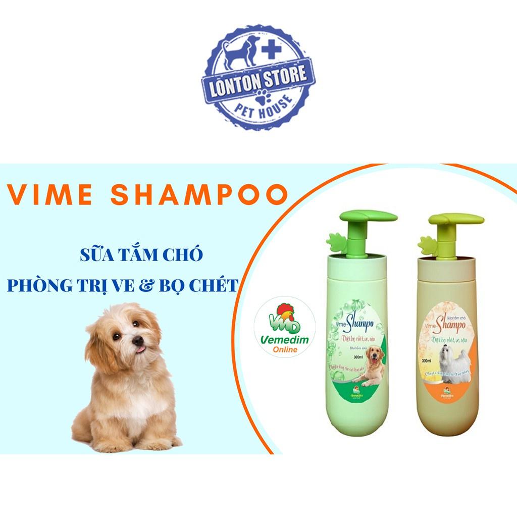 Sữa Tắm Vime Shampoo-Phòng Ve Chó, bọ Chét Cho Chó Mèo lông màu, 300ml - Lonton Store & Vemedim