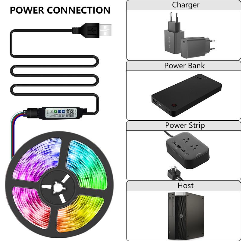Bộ điều Khiển Bluetooth Dải đèn LED,Đèn Nền LED TV,Đèn Nền Trang Trí 5V RGB 5050 / Ánh Sáng Ban đêm / Chuỗi Phát Sáng Cho Phòng Ngủ