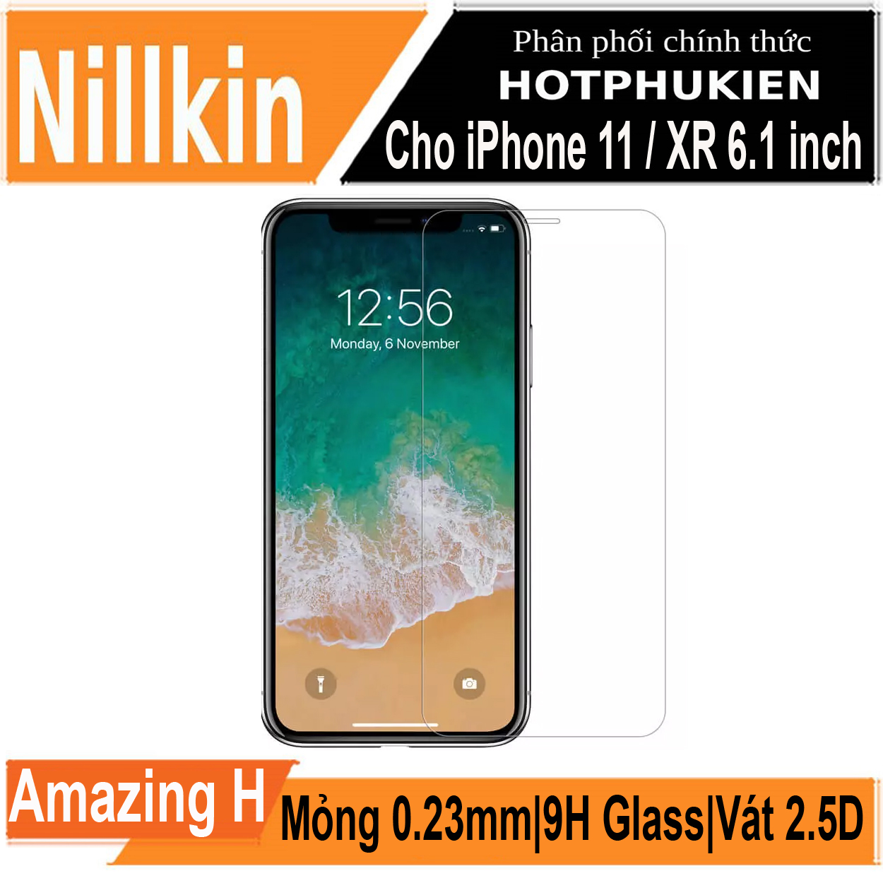 Miếng dán kính cường lực cho iPhone XR / iPhone 11 (6.1 inch) hiệu Nillkin (độ cứng 9H, mỏng 0.33mm, chống dầu, hạn chế vân tay) - Hàng chính hãng