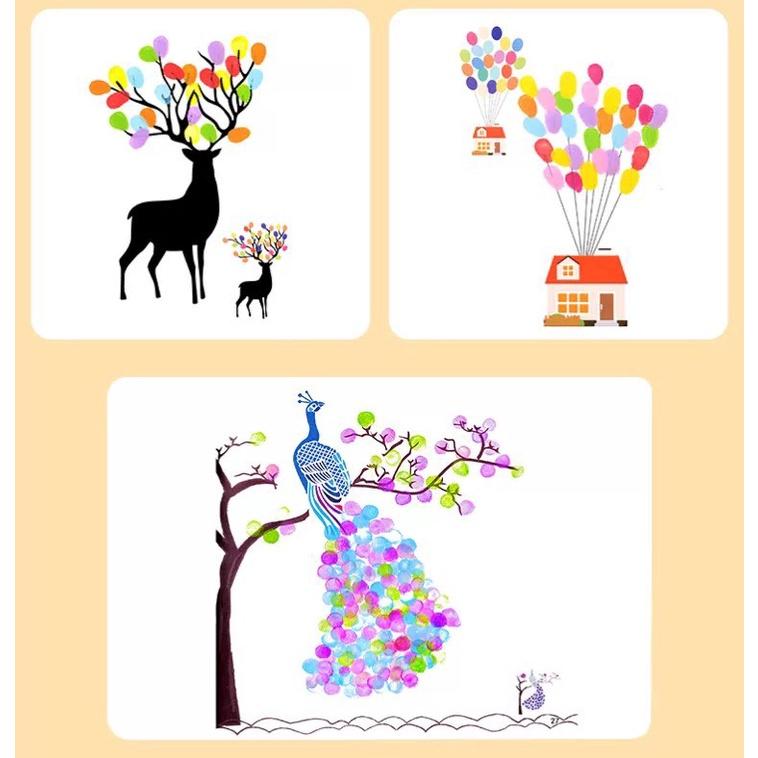 Hộp Màu Vân Tay 12 24 màu DIY Finger Painting