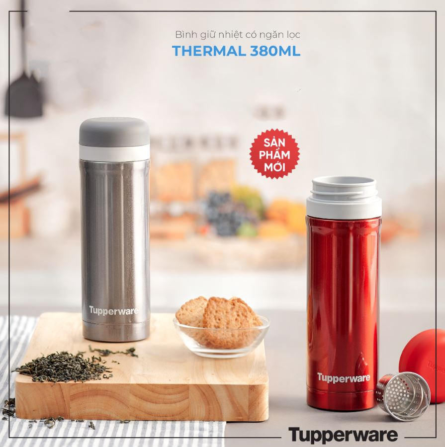 Bình giữ nhiệt có ngăn lọc Thermal 380ML Tupperware chính hãng