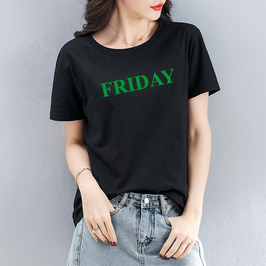 Áo Thun Nữ Màu Đen In Chữ FRIDAY Thứ 6