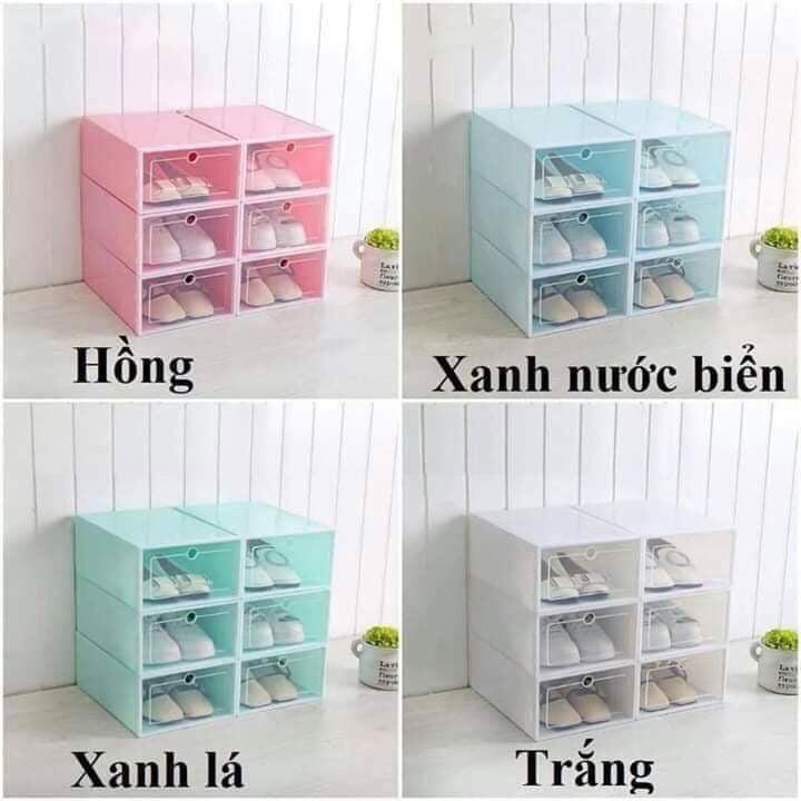 Sét 6 hộp nhựa đựng giày dép cất gọn cho gia đình chống bụi bẩn, có thể xếp chồng lên nhau tiết kiệm diện tích