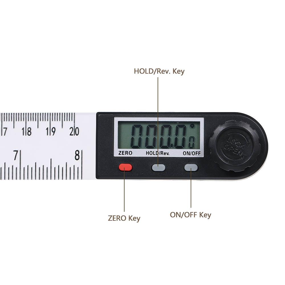 0-200mm Multifunctional Digital LCD Display Angle Ruler 360° Electronic Goniometer Protractor Measuring Tool with Hold