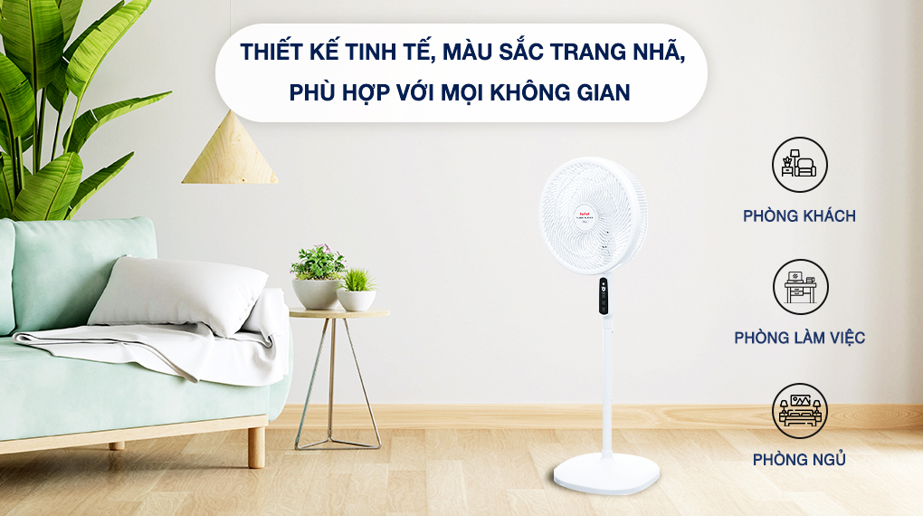 Quạt đứng Tefal TB Silence Plus VH689690-Trắng Cánh Trắng- Hàng chính hãng