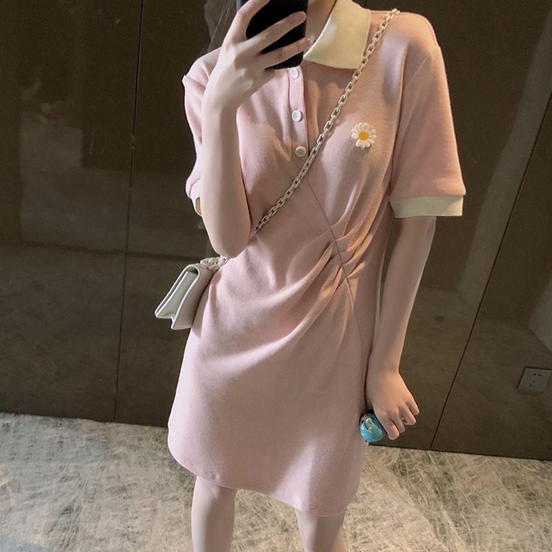 Đầm Tay Ngắn Cổ Bẻ Thiết Kế Thanh Lịch Cho Nữ