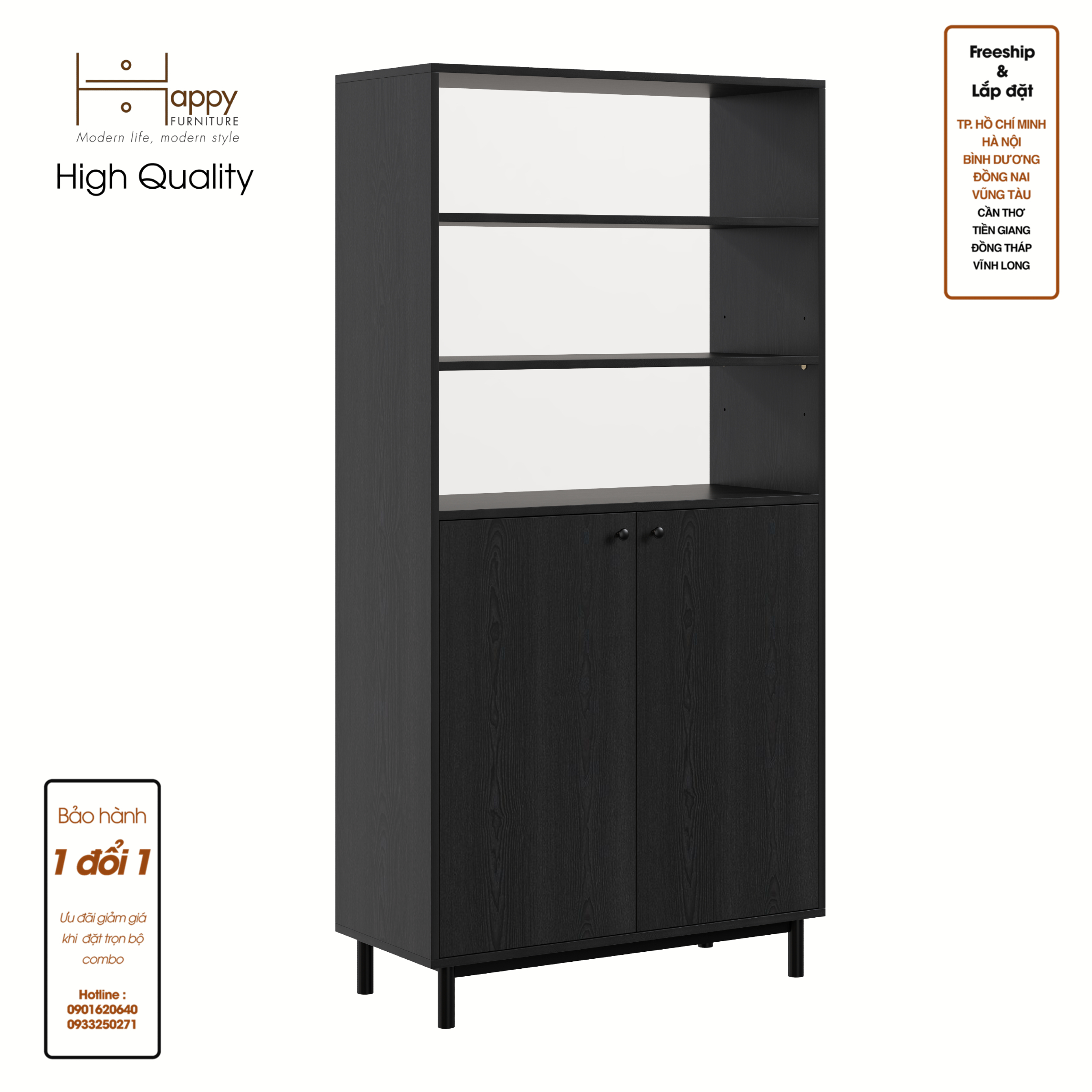 [Happy Home Furniture] CATY  , Kệ sách 6 tầng - chân sắt ,  90cm x 40cm x 180cm (DxRxC), KSA_017