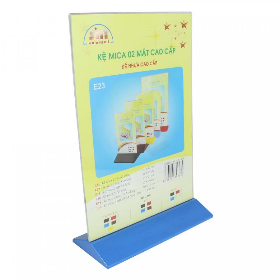 Kệ 2 mặt mica SM E20 đế nhiều màu.