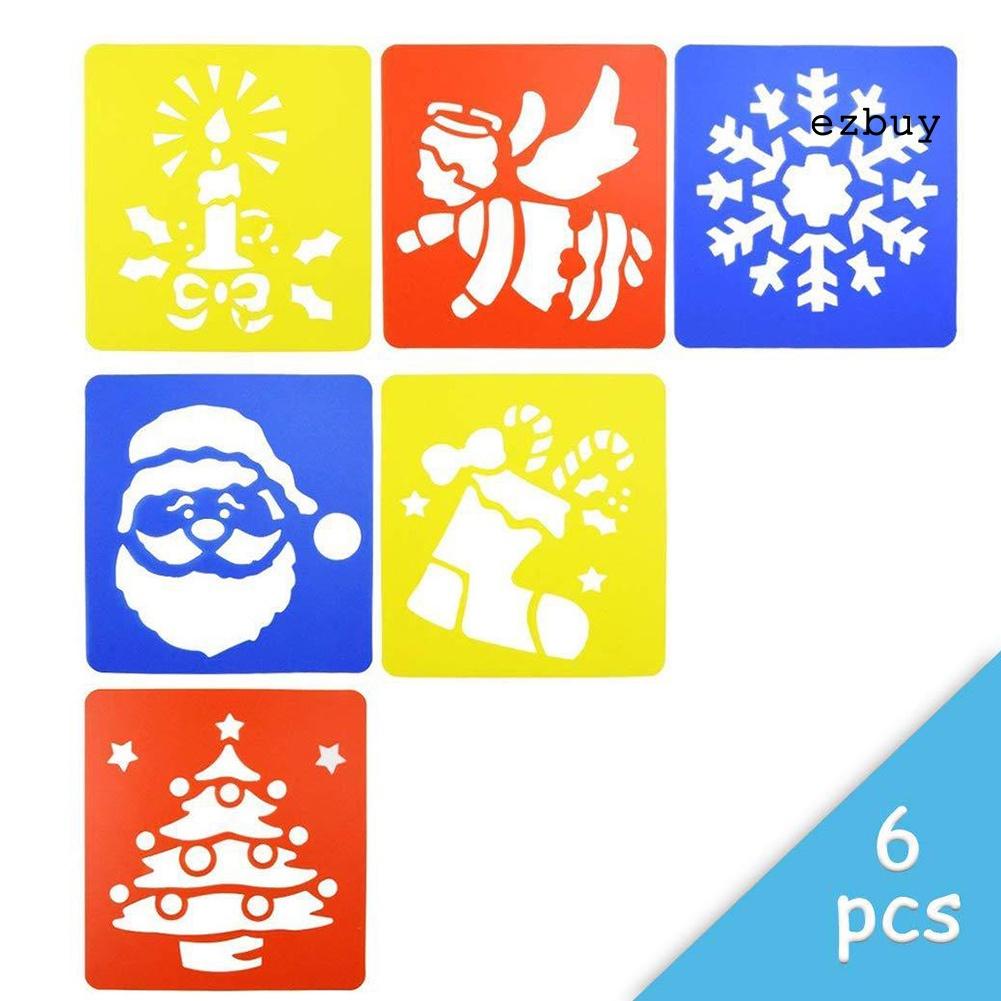 Set 6 Khuôn Vẽ Trang Trí Sổ Tay Diy Hình Ông Già Noel / Bông Tuyết / Thiên Thần Xinh Xắn Cho Bé