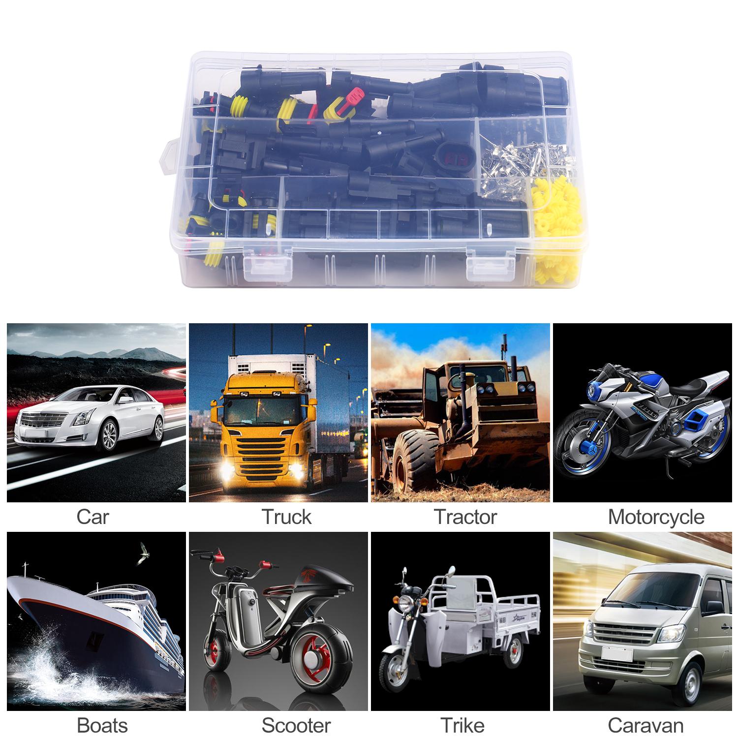 306PCS/Box Waterproof Electrical Connectors 1/2/3/4 Pin Electrical Terminals Pin Way Wire Connector Plug Connections for