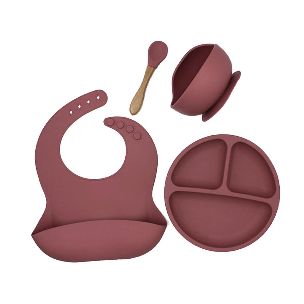 4x Baby Feeding Supplies with Baby Plate,Spoons,Silicone