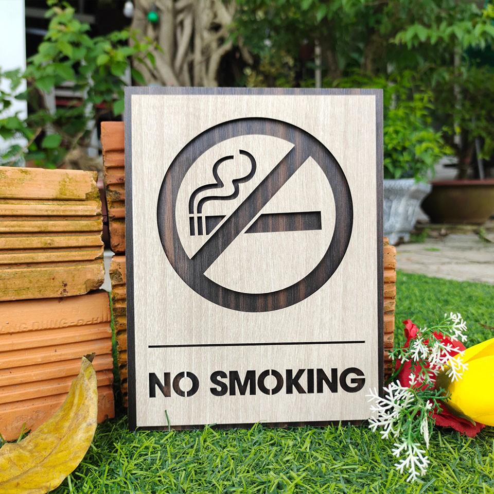 Bảng gỗ cấm hút thuốc sẵn keo 2 mặt dán tường