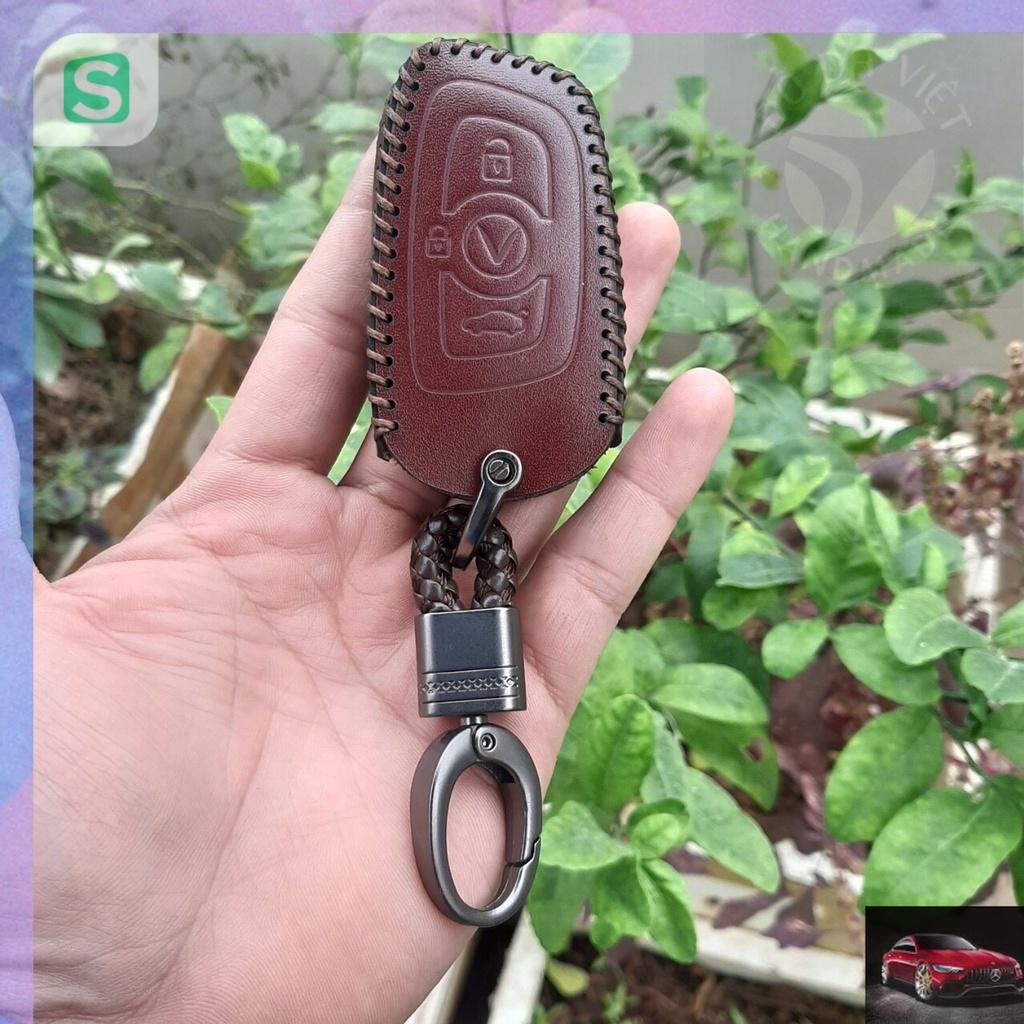 Bao da chìa khóa ô tô Vinfast LuxA, Lux SA- Da thật- Bảo hành 2 năm, khắc tên và sđt chủ xe