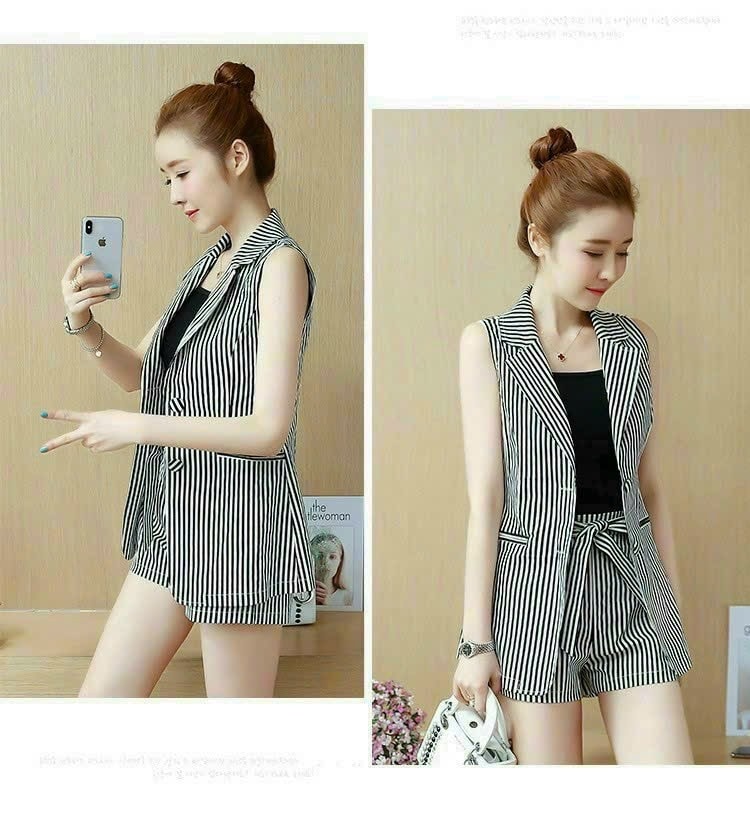 Set Vest Quần Short Áo Vest Sát Nách Kèm Áo Thun Thời Trang