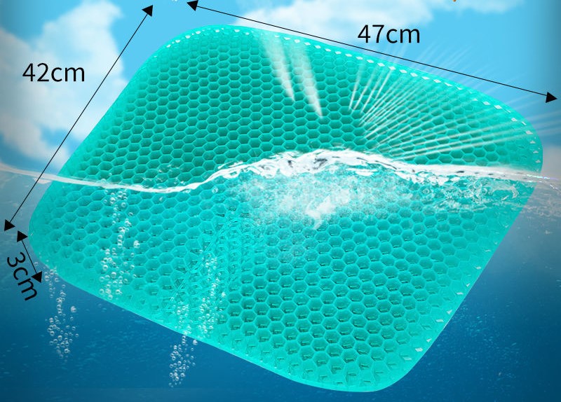 Đệm ngồi Gel 3d tổ ong cỡ lớn 47x42cm tặng túi bọc , Nệm silicon thông minh Đàn hồi thoáng khí thư giãn