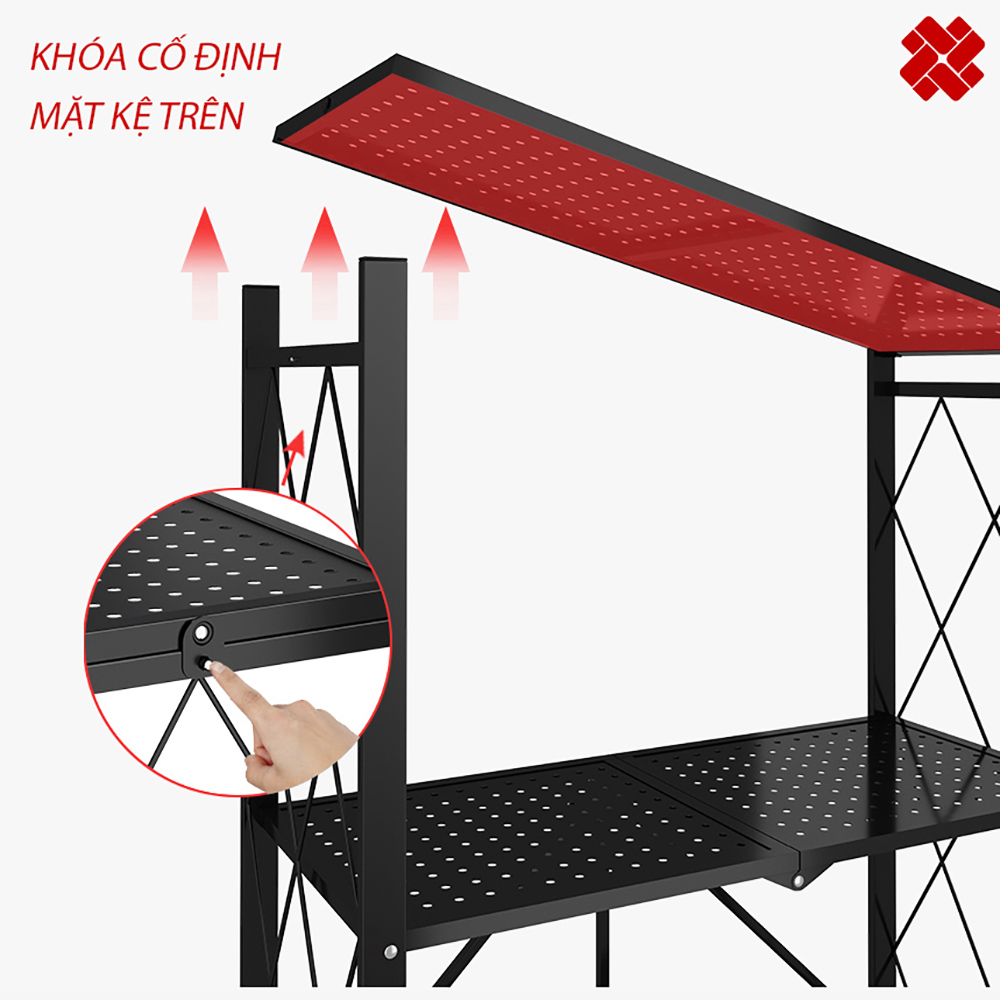 Kệ đa năng gấp gọn 3/4/5 tầng bằng Thép Carbon không gỉ Vando chính hãng - Kệ để lò vi sóng có bánh xe, kệ sách trang trí phòng khách, phòng ngủ