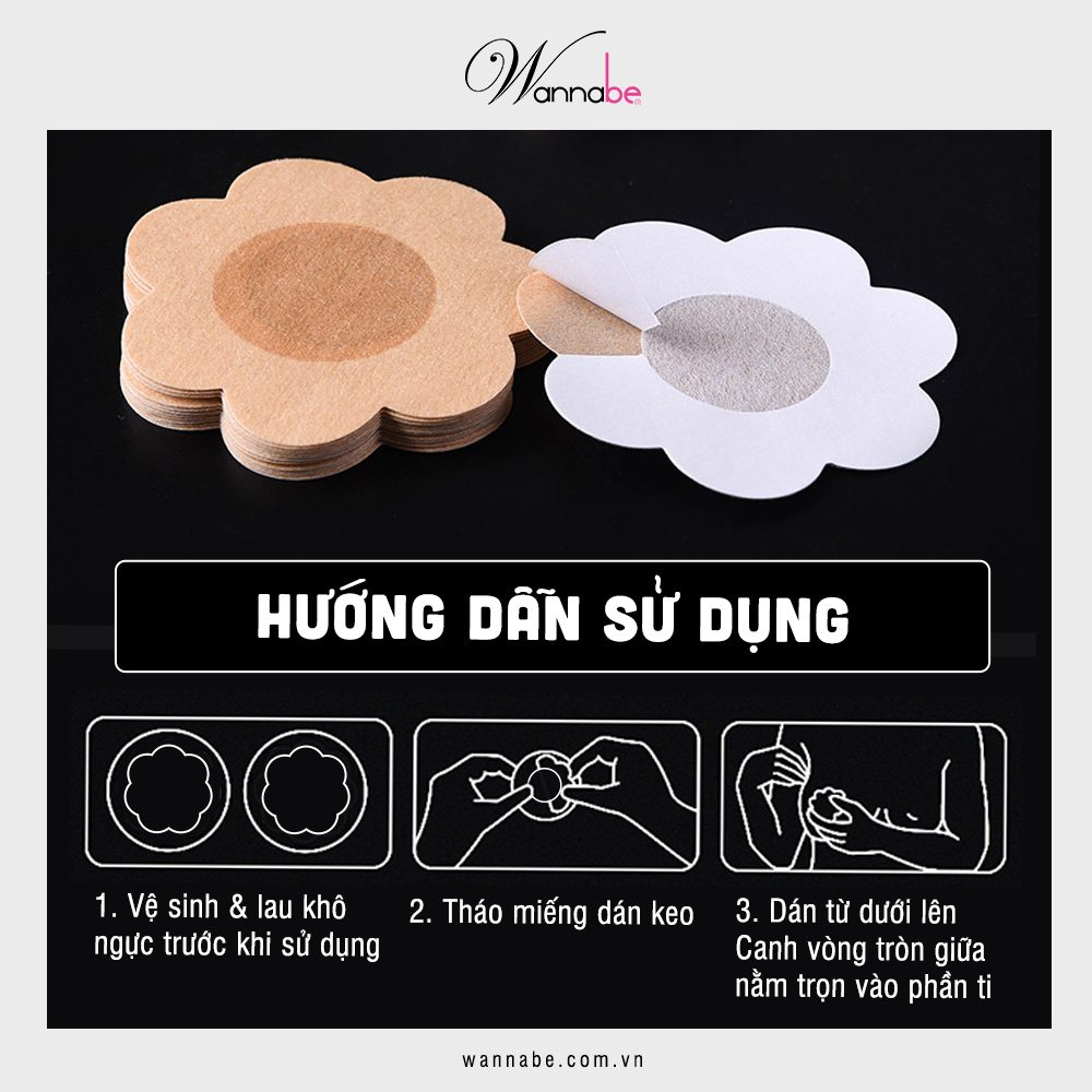 Combo 3 cặp dán ti giấy Wannabe DTG01 hình hoa tiện lợi thoải mái