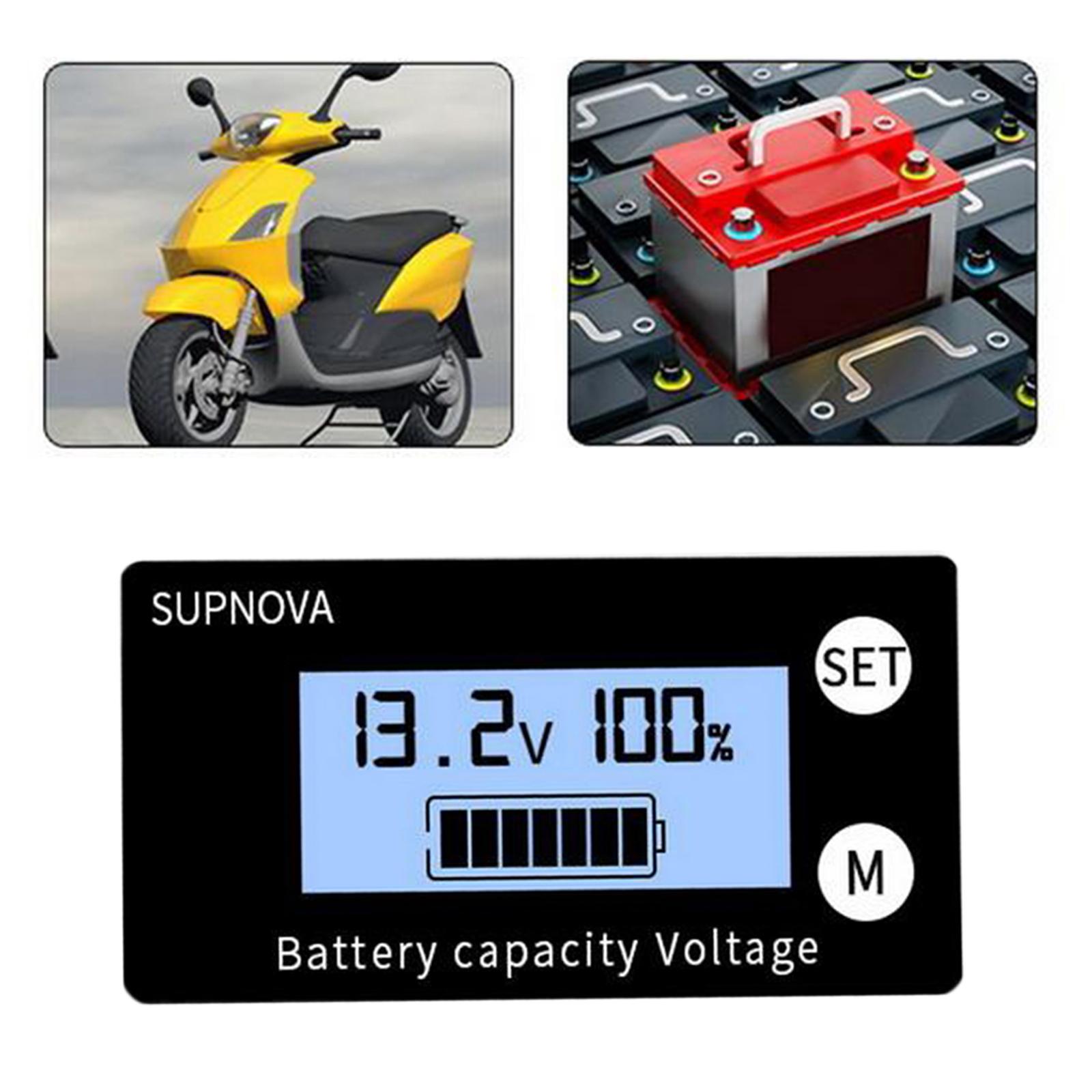 LCD Battery Capacity Monitor Gauge Meter,DC 8V-100V Lead Battery Status Indicator,Lithium Battery Capacity Tester Voltage Meter Monitor