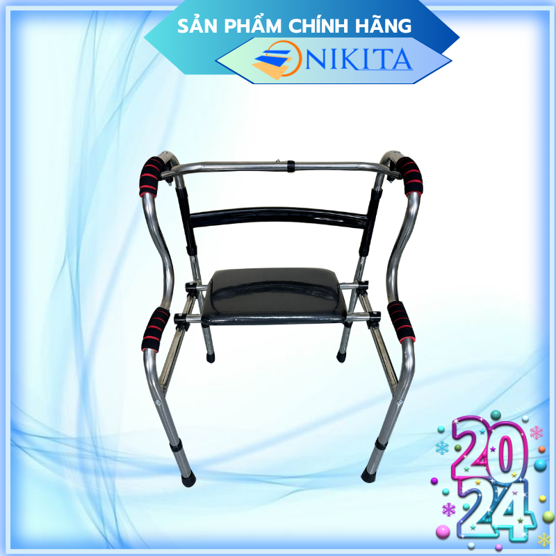 Khung tập đi tích hợp ghế ngồi hoặc bô vệ sinh, tiện dụng, chắc chắn, điều chỉnh được độ cao, chính hãng Nikita