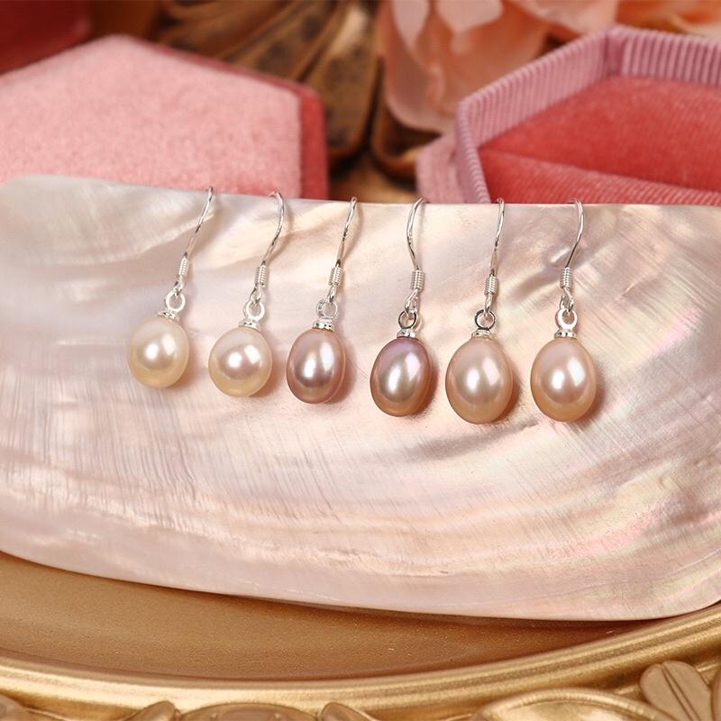 Bông Tai Bạc Móc Câu Gắn Hạt Oval Dễ Thương - Trường Thịnh Ngọc Trai