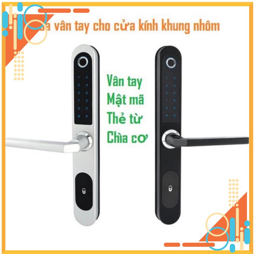 Khóa cửa thông minh HL-8500 vân tay, mật mã, thẻ từ và chìa cơ cho cửa kính khung nhôm xingfa, cửa hẹp, cửa sắt hilock