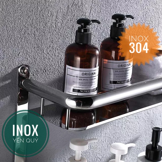 Kệ để đồ nhà tắm 3 tầng có móc treo và thanh treo khăn