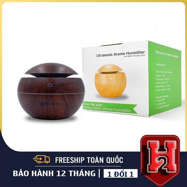 ️Tặng Kèm Tinh Dầu ️Máy Xông Tinh Dầu Hình Tròn Vân Gỗ