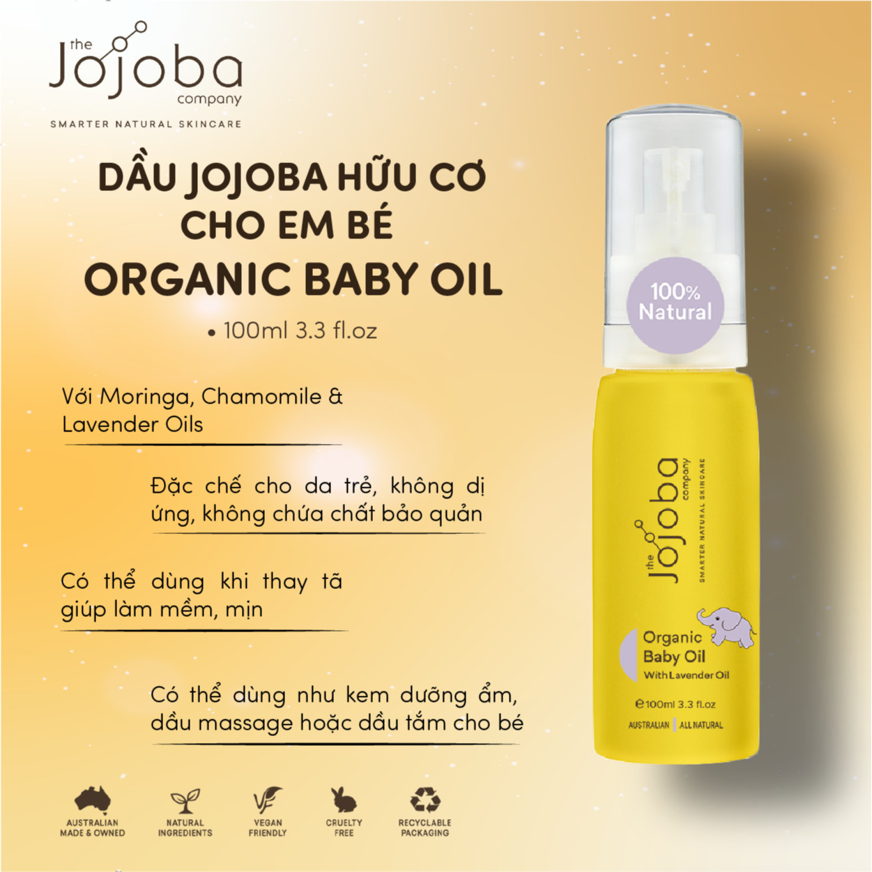 Hình ảnh Dầu Jojoba Hữu Cơ Cho Em Bé Organic Baby Oil 100ml - The Jojoba Company