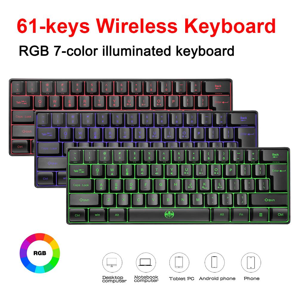 G61 61 Phím RGB Backlit Bluetooth 2.4G-Tương Thích Hai Chế Độ Không Dây Bàn Phím Chơi Game Bàn Phím Máy Tính Cho Game Thủ Máy Tính laptop
