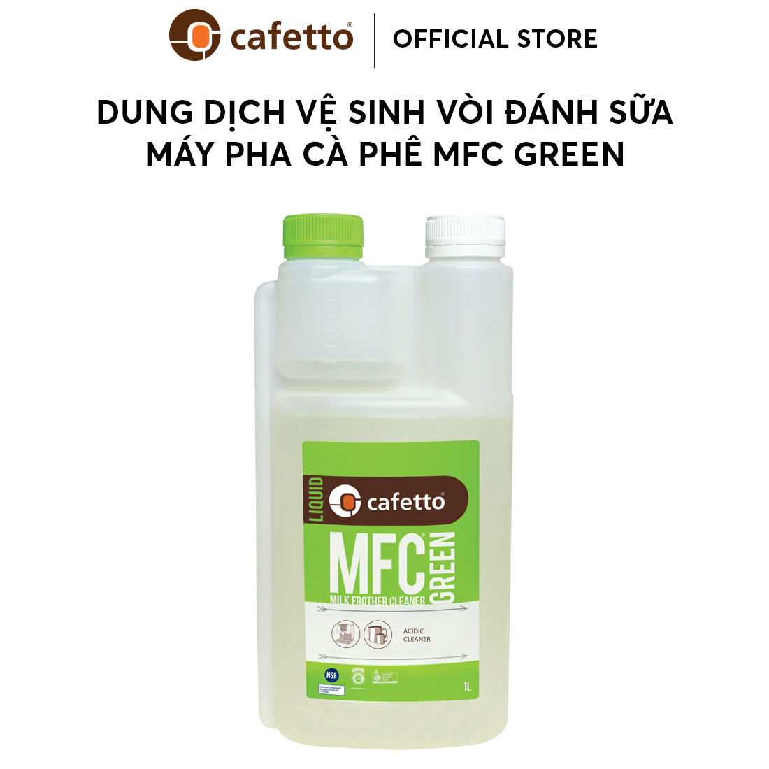 [Hàng chính hãng] Dung dịch vệ sinh vòi đánh sữa máy pha cà phê Cafetto MFC Green (1 lít)