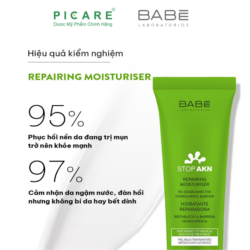 Kem Dưỡng Phục Hồi Da Sau Treatment, Thấm Siêu Nhanh Babe Stop Akn Repairing Moisturiser 50ml