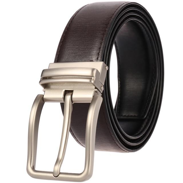 Thắt Lưng Nam Da Khoá Kim Hai Mặt Đen Và Nâu Bản Rông 3.4cm KTM15