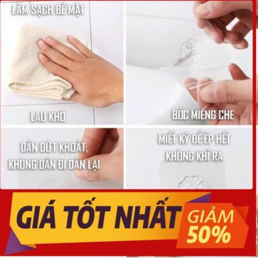 Móc dán tường siêu dính siêu chắc treo đồ chịu lực 10kg mini trong suốt