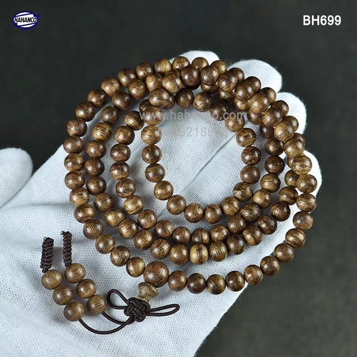 Vòng tay Trầm Hương chuỗi tràng 108 hạt (BH699) Chuỗi vòng trầm 2in1 - Trầm Tốc Việt - Bracelet of HAHANCO