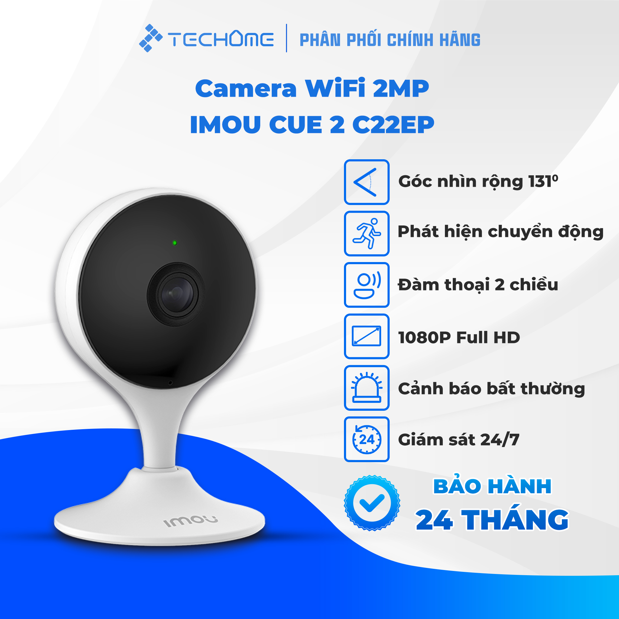 Camera Wifi 2MP IMOU CUE 2 C22EP 1080P góc siêu rộng, đàm thoại hai chiều - Hàng chính hãng - C22EP-A - Chỉ Camera